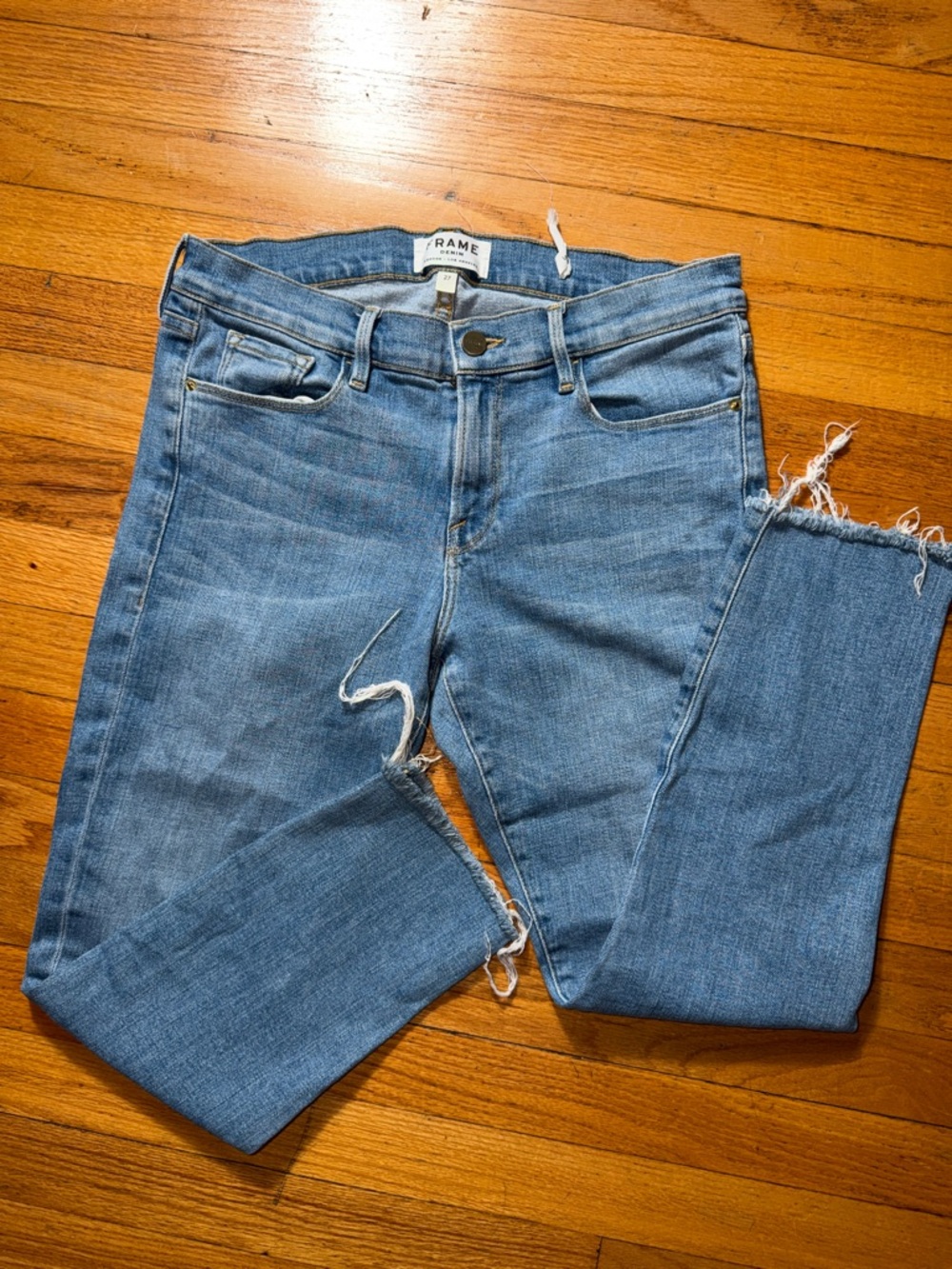 Frame Denim Light Blue Cropped High-Rise Slim Jeans - Picture 2 of 7